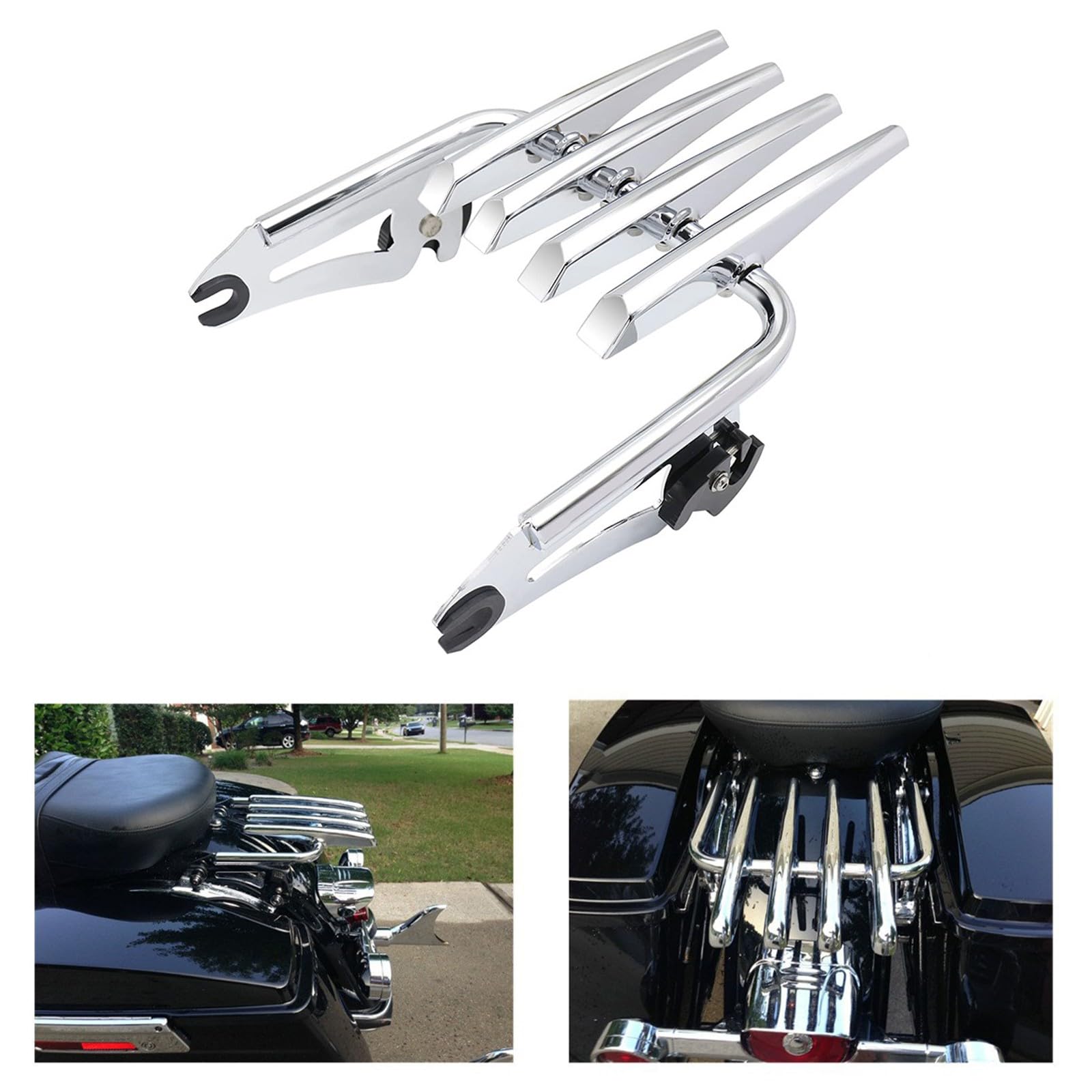Motorrad-Heckgepäckträger Kompatibel mit Harley Touring Street Glide Road King Electra Glide 2009-2024 Chrom-Top-Box-Halterung Stützhalterung Motorradzubehör