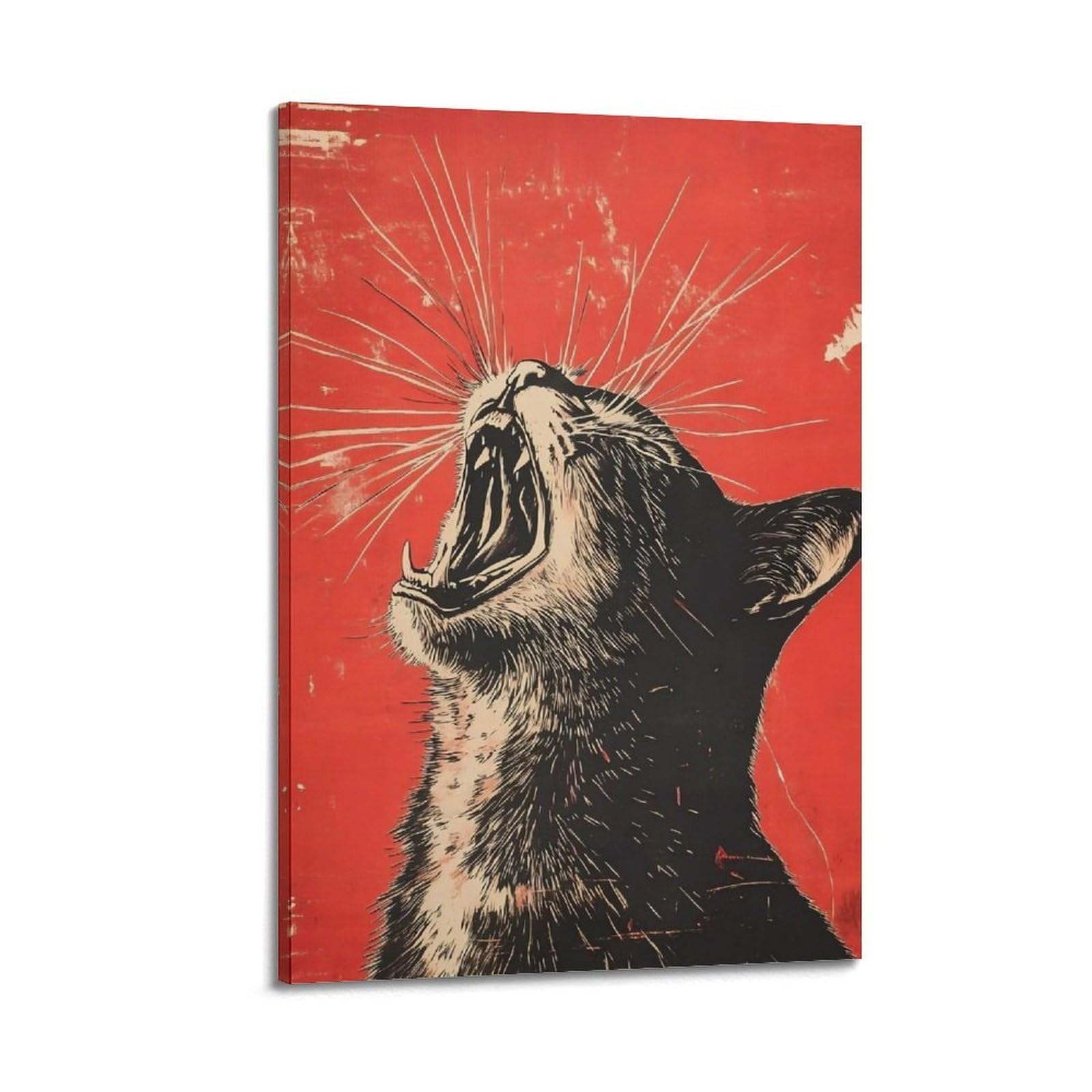 JUWRHRHHRH Funny Cat Club (2) Poster Canvas Aesthetic Wall Art Painting Decor for Living Room Bed Room 20x30inch(50x75cm) Frame-style