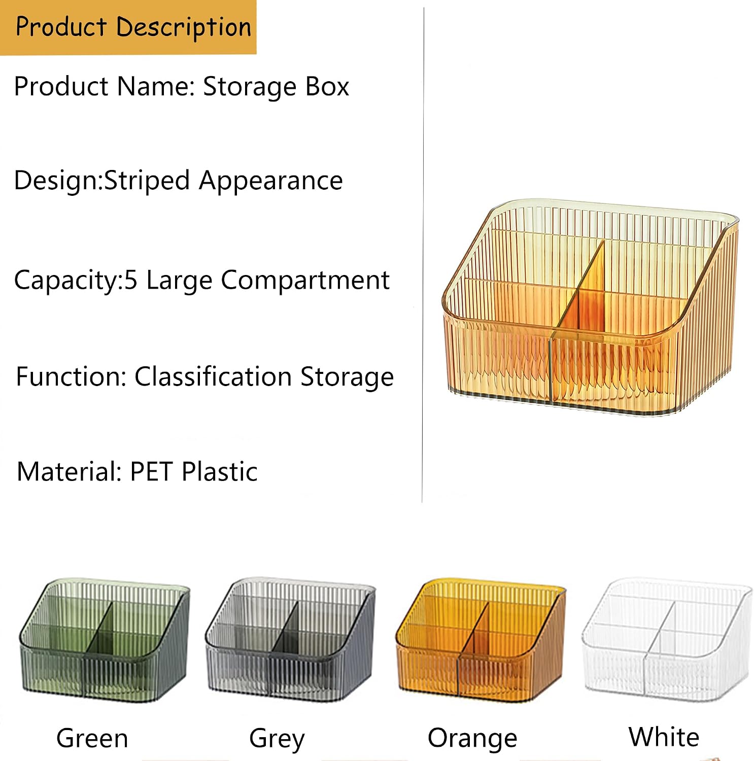 Makeup Organizer Cosmetics Storage Box, Large Capacity Make Up Brush Holder Organizer Vanity Accessories, Bathroom Countertops, Desk Storage Container, Cosmetic Display cases(Yellow-L)