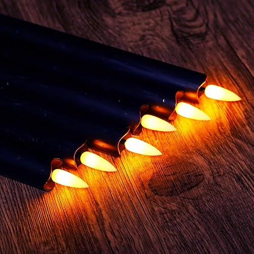 Miniatura 6 de Velas cónicas sin llama de cera real marfil con temporizador remoto, 6 velas LED cónicas que funcionan con pilas, velas LED de 9.6 pulgadas con 6