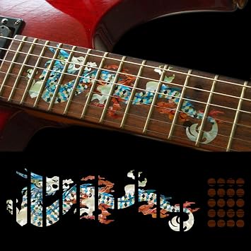 Fretboard Markers Inlay Stickers Decals for Guitars - Dragon - Whire Pearl