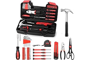 39 Piece All Purpose Household Red Tool Kit for Your Everyday Needs