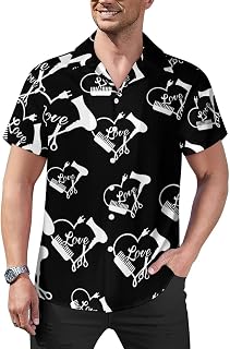 Hairdresser Hairstylist Love Mens Shirts Hawaiian Short Sleeved Cuban Collar Graphic Tees Tops
