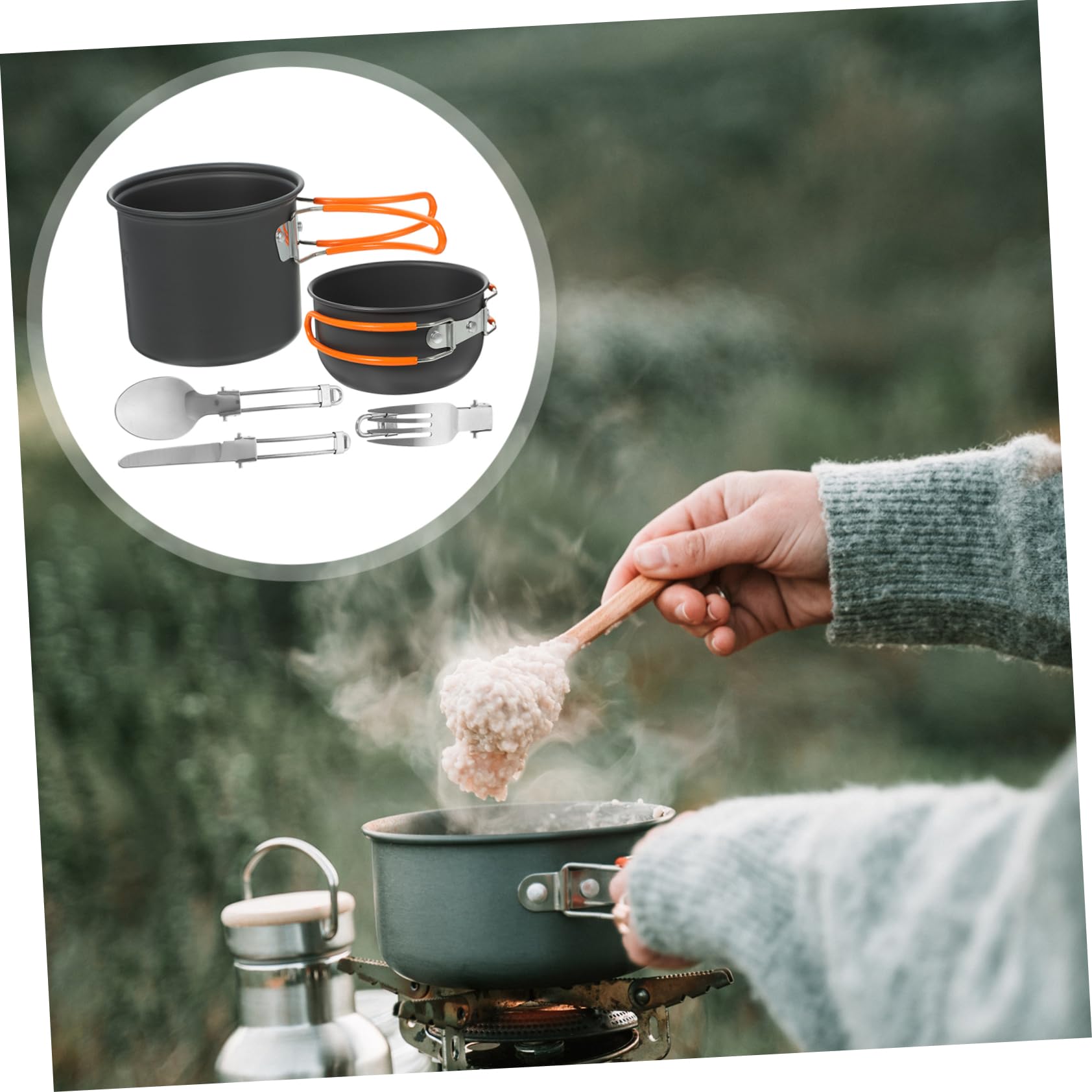 Happyyami Vajilla Artilugio Utensilio Condimento Adentro Equipo Portátil No Cámping Plegable Cocina Maceta para Acampar Olla De Camping Grey Aleación De Aluminio