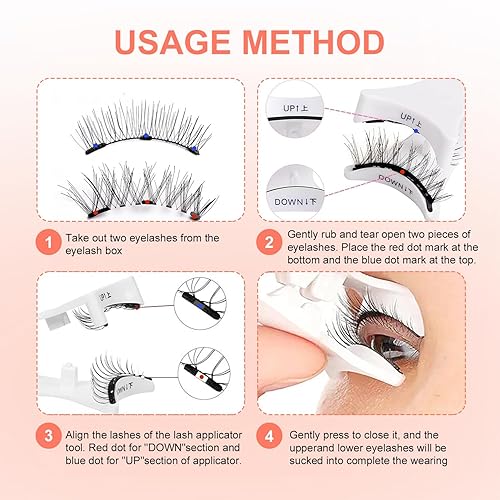 Magnetic Eyelashes with Applicator Natural Look, Portable Reusable Manga False Eyelashes Kit Easy to Wear Wispy Fluffy L11(Sultry Feline Wisps)