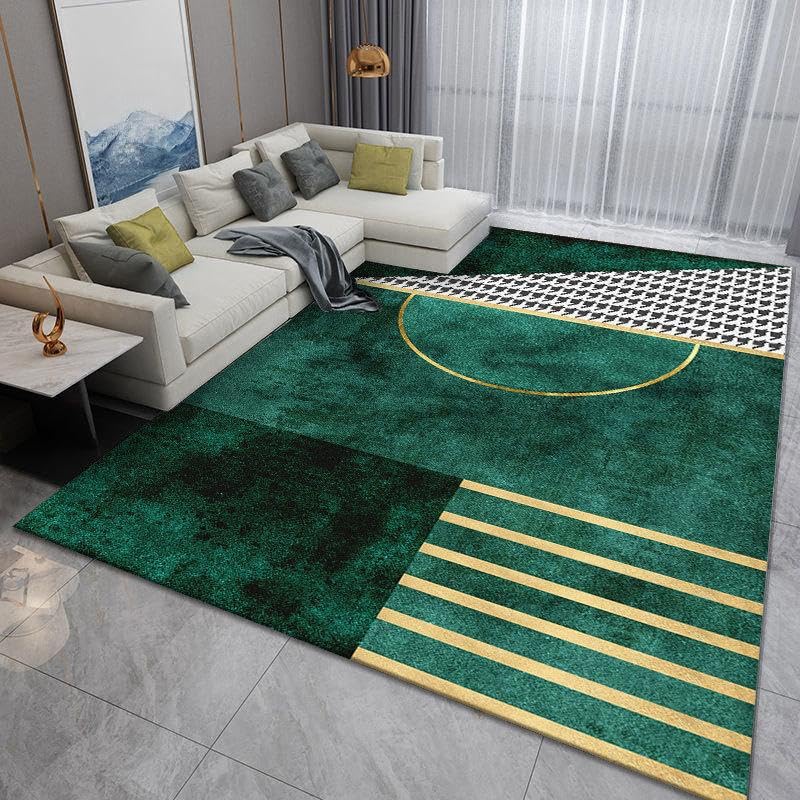 Tapis de chambre moderne géométrique jaune doré vert 160x200 - 3