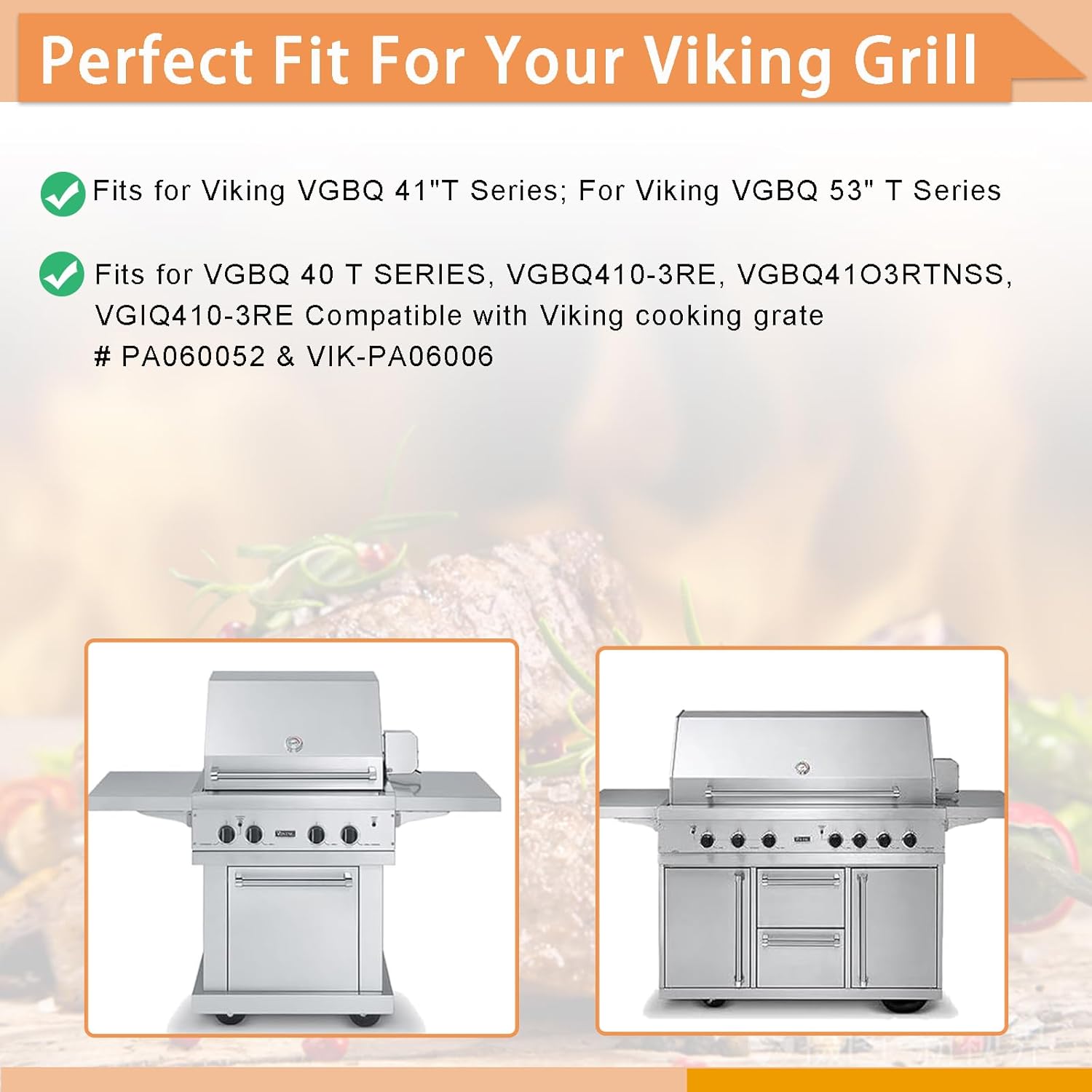 23 1/4" Stainless Steel Grill Grates Replacement Parts for Viking VGBQ 30" T Series, Viking VGBQ 41" T Series, Viking VGBQ 53" T Series, VGBQ300T, VGBQ0302T, VGBQ3002RT, VGBQ4103RT, 3 Pack
