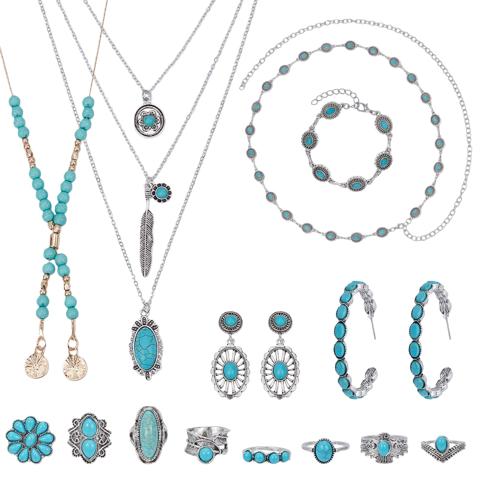 Conjunto de Joyería Bohemia Turquesa un Regalo de Cumpleaños Ideal para Mujeres