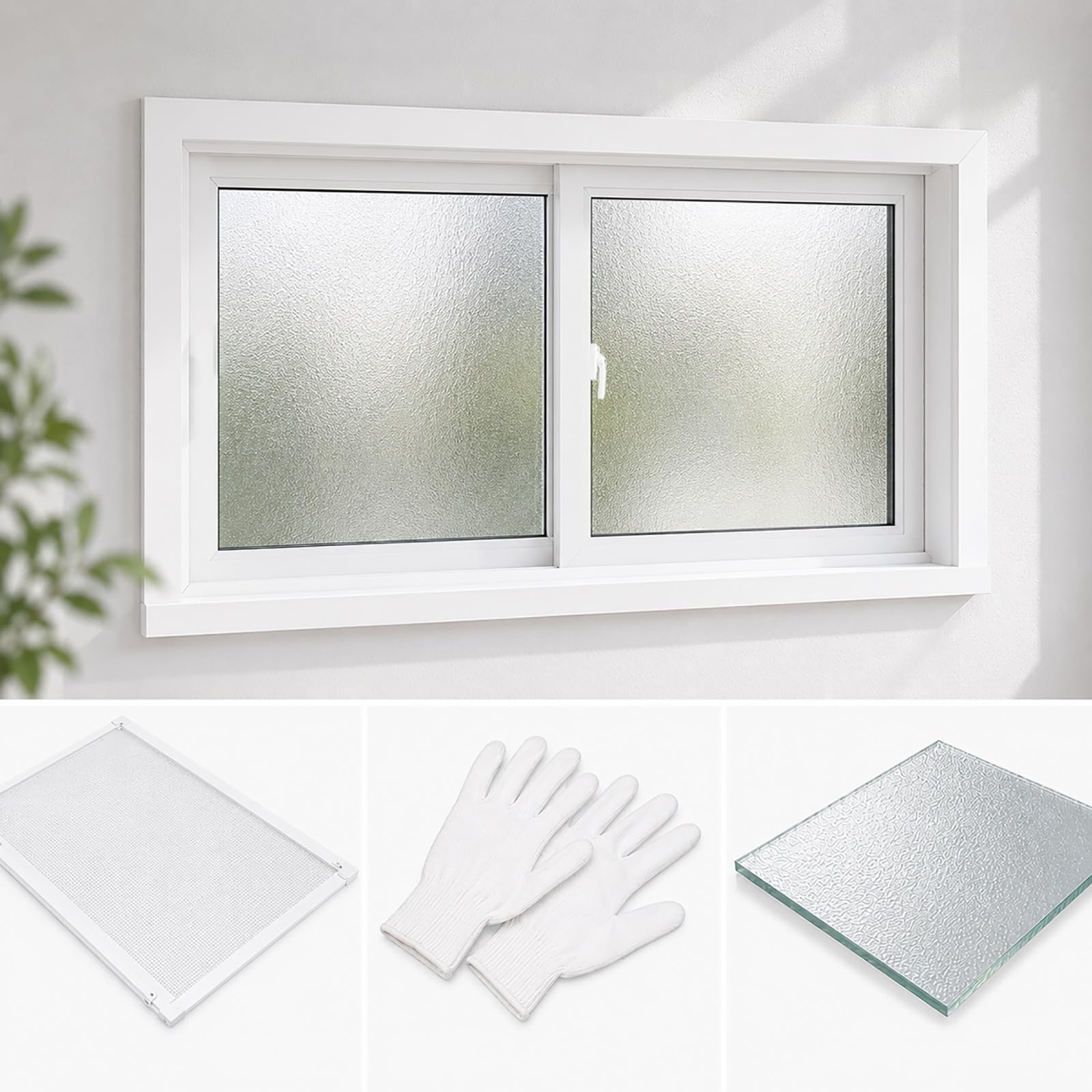 Lygxkrvu White Upvc Sliding Frosted Glass Window With Screen, 5Mm Tempered Privacy Glass Horizontal Sliding Basement Bathroom Shed Window(H*W24*32In)