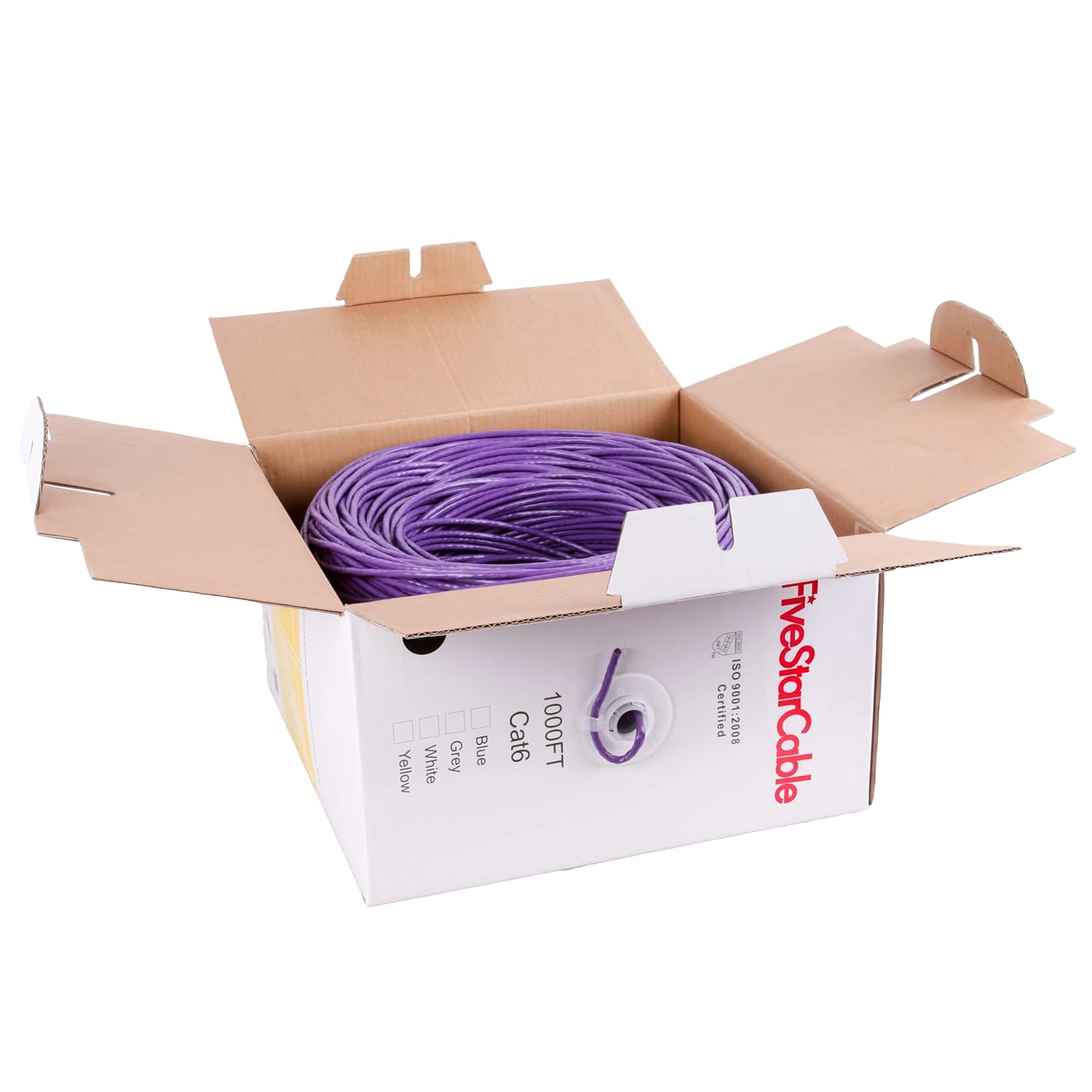 Cat6 CMR 1000 Ft Riser-Rated Solid Bare Copper Cable 4 Twisted Pair UTP Bulk Ethernet Router Network POE Security Camera Cable LAN Cable PVC Purple