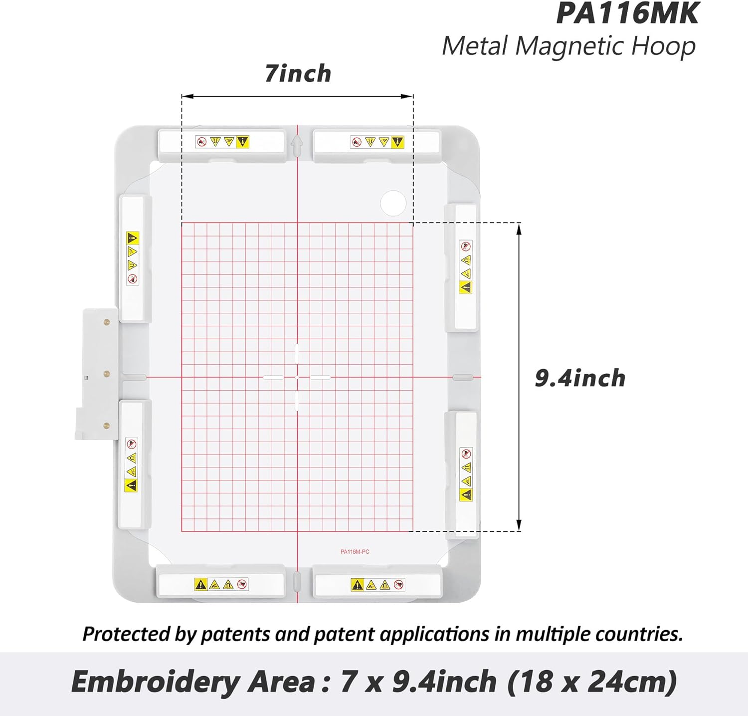 Sew Tech Magnetic Embroidery Hoop for Husqvarna Viking Designer Diamond Deluxe Royale Ruby Topaz Epic Pfaff Creative Sensation Vision Machine Elite Crown, 10.2"x7.9" Mighty Snap Magnet Frame