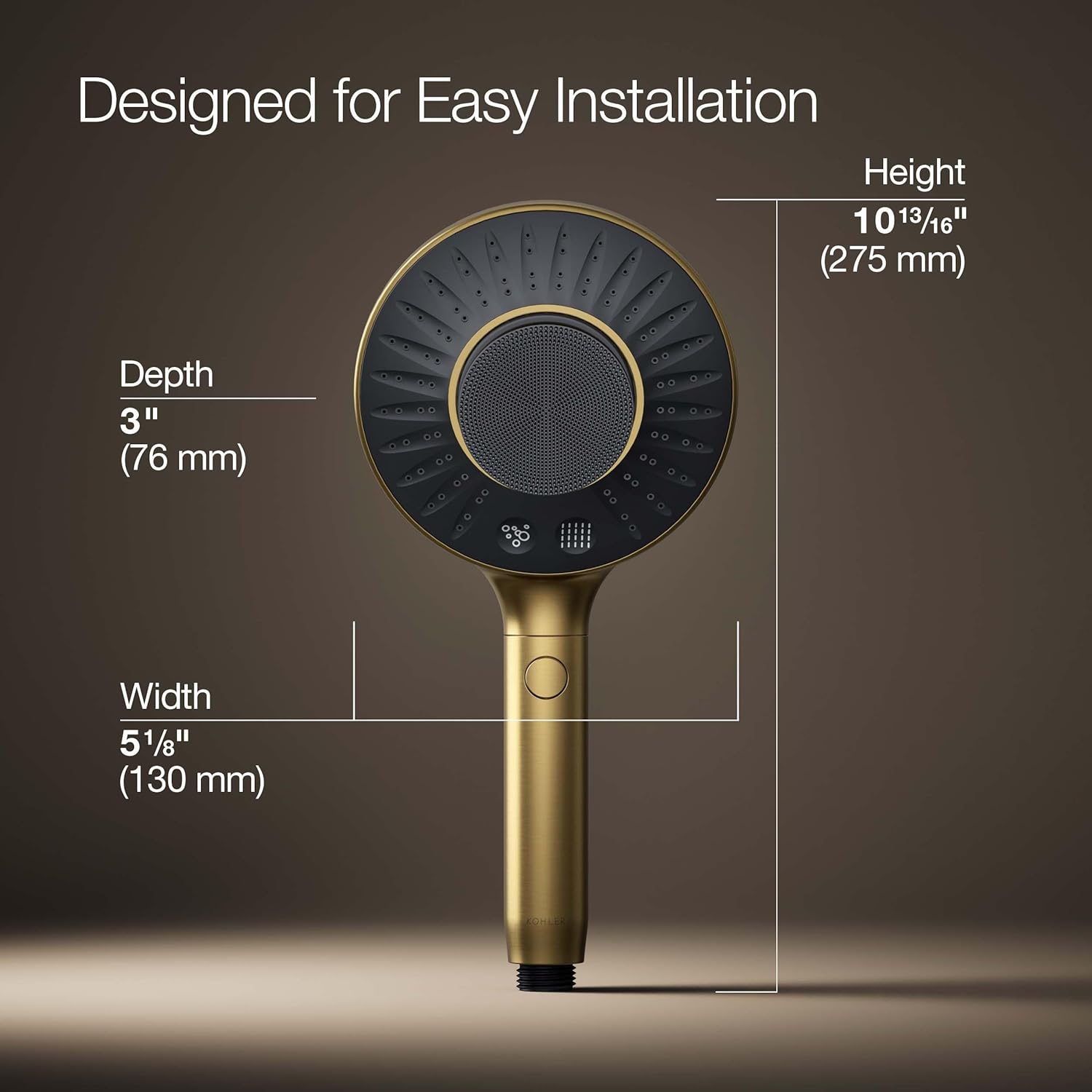KOHLER K-28682-Y-2MB SpaViva Two-Function Handheld Showerhead, Includes Cleansing Device with Four Attachments, Face & Body Brush, Body Scrubber, Body Massager, 2.5 GPM, Vibrant Brushed Moderne Brass