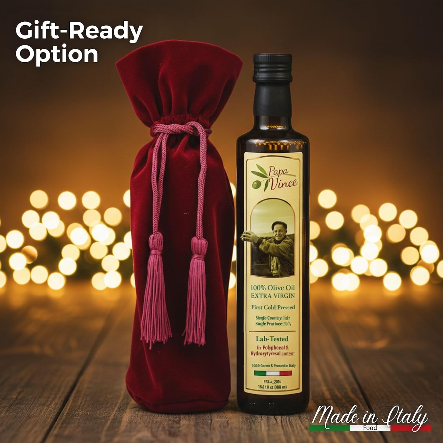Papa Vince Olive Oil Gourmet Gift - Dipping Olive Oil, First Cold Pressed, Extra Virgin, Premium Harvest, Peppery finish, Bread Dipping oil. Great for Drinking and Drizzling. Family-owned, Sicily Italy