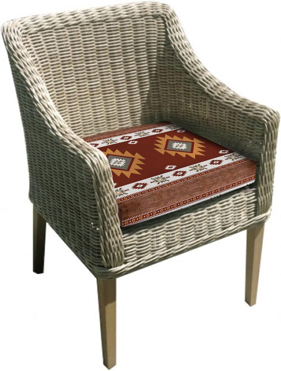 Outdoor Chair Seat Covers, Bohemian Tribe Diamond Art Waterproof Cushion Cover Burgundy Red and White Furniture Protector Slipcovers for Dining Room Party Event Chairs 2 Pack 22x22In