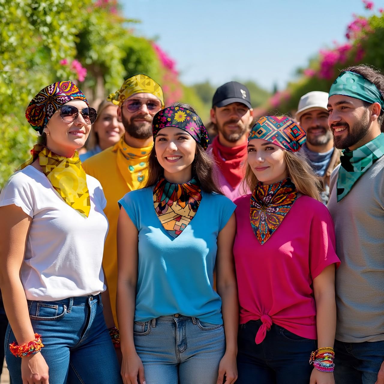 Pañuelos Personalizados de Poliester Para Hombre Y Mujer Bandanas Para Cabeza Cuello O Evento Personalizable