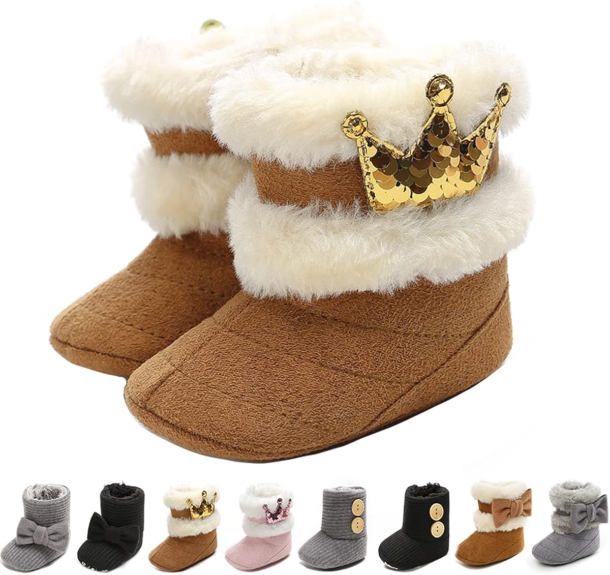 Ohwawadi Infant Baby Boots Boys Girls Cozy Fleece Slippers Snow Boots Winter Baby Girl Shoes Warm Baby Crib Footwear for Newborn Toddlers