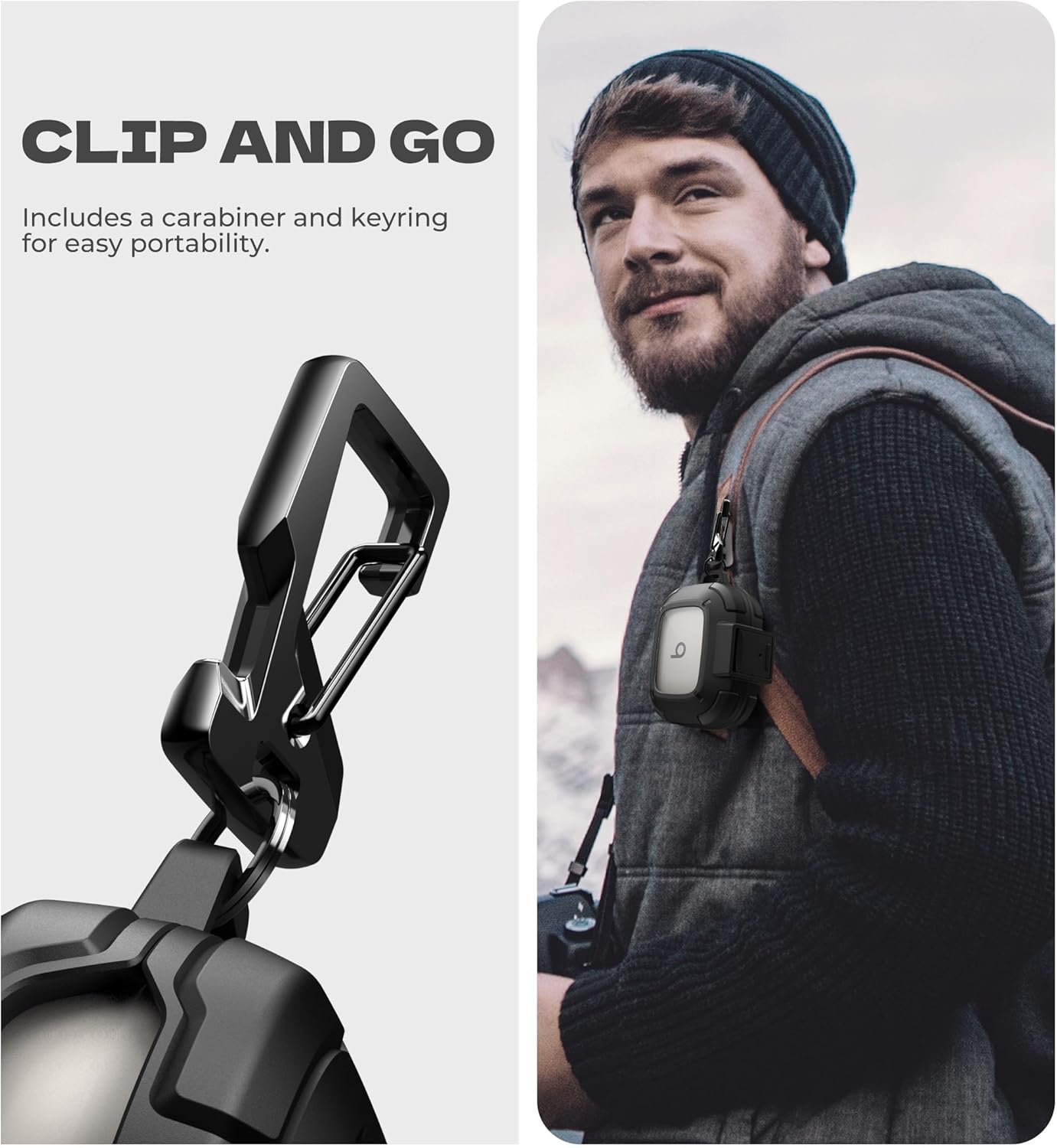 Dexnor for Beats Powerbeats Pro 2 Case with Drop-Proof Lock, Shockproof Rugged Bumper Cases Protective Cover with Carabiner & Keyring & Cleaner Kit for Powerbeats Pro 2 (2025) Black - Image 5