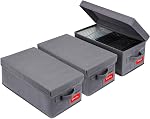 NUSWOR Upgrades DVD Storage Box - Perfect DVD Case Storage Solution, Stackable DVD Organizer with Lid, 2Pack DVD Holder 15.75 x 8.1 x 6.1 inches - Holds 50 DVDs - Grey