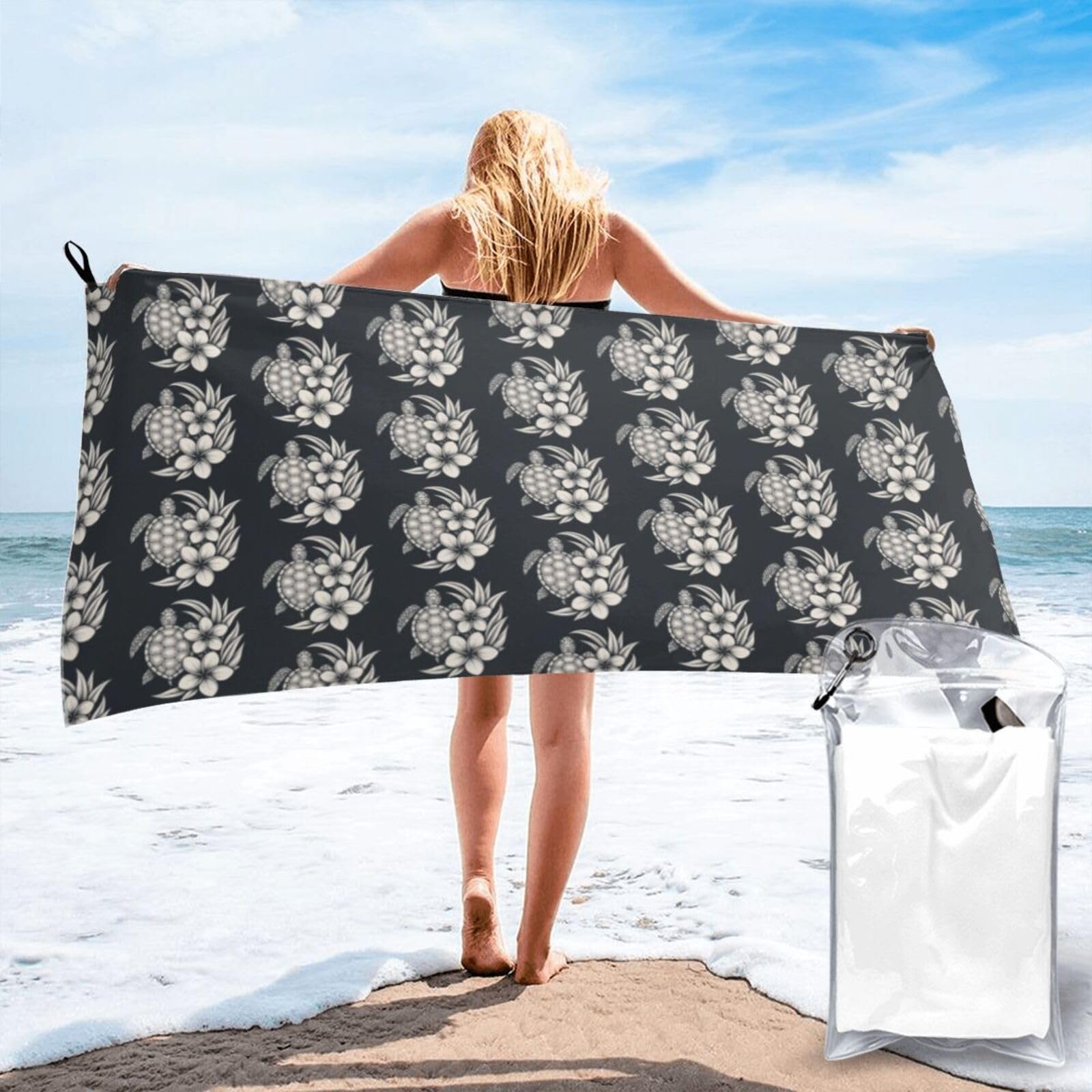 FHIZOAL Turtle Quick Dry Towel Microfibre Towel Super Absorbent Ultra Compact Gym Sports Beach Camping Travel