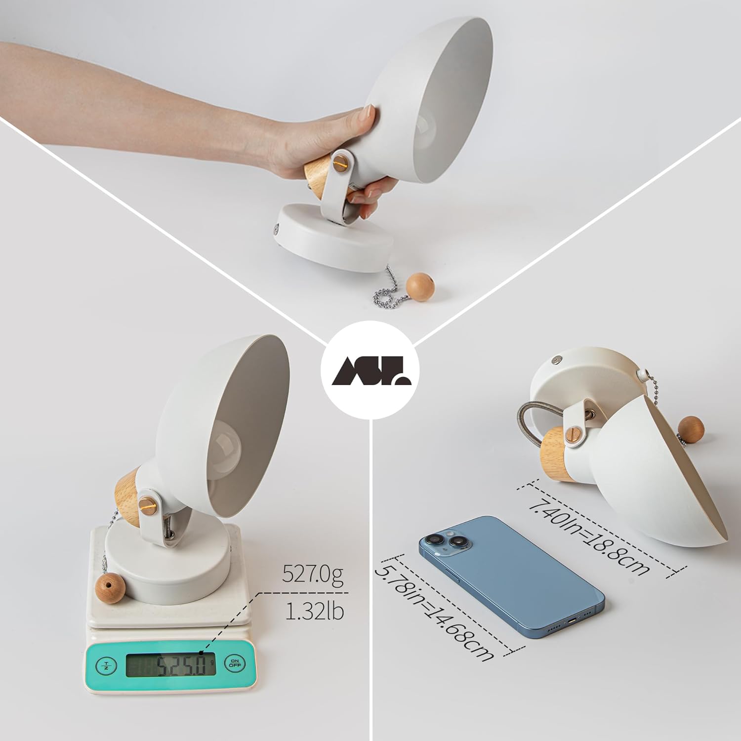 Aisilan LED Wall Sconce with Pull Chain Switch, Adjustable Wall Light Indoor E12 5W Bulb for Living Room Bedroom Hallway Corridor Conservatory Matte White 3000K