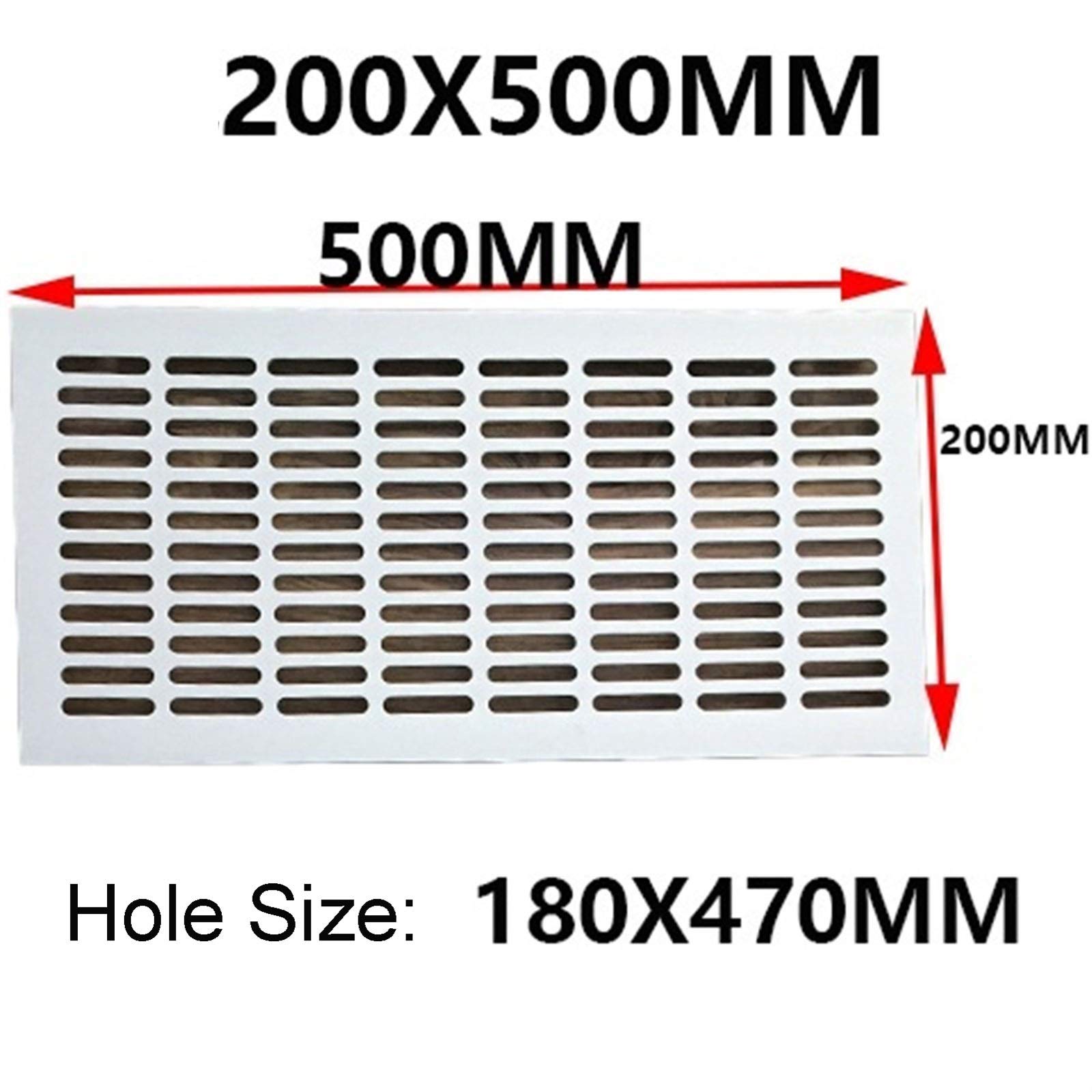 Osłona kratki wentylacyjnej ze stopu aluminium | Wielokolorowy 200x(200-800)mm do szafy na buty Wentylacja szafki(Silver,200x500mm)