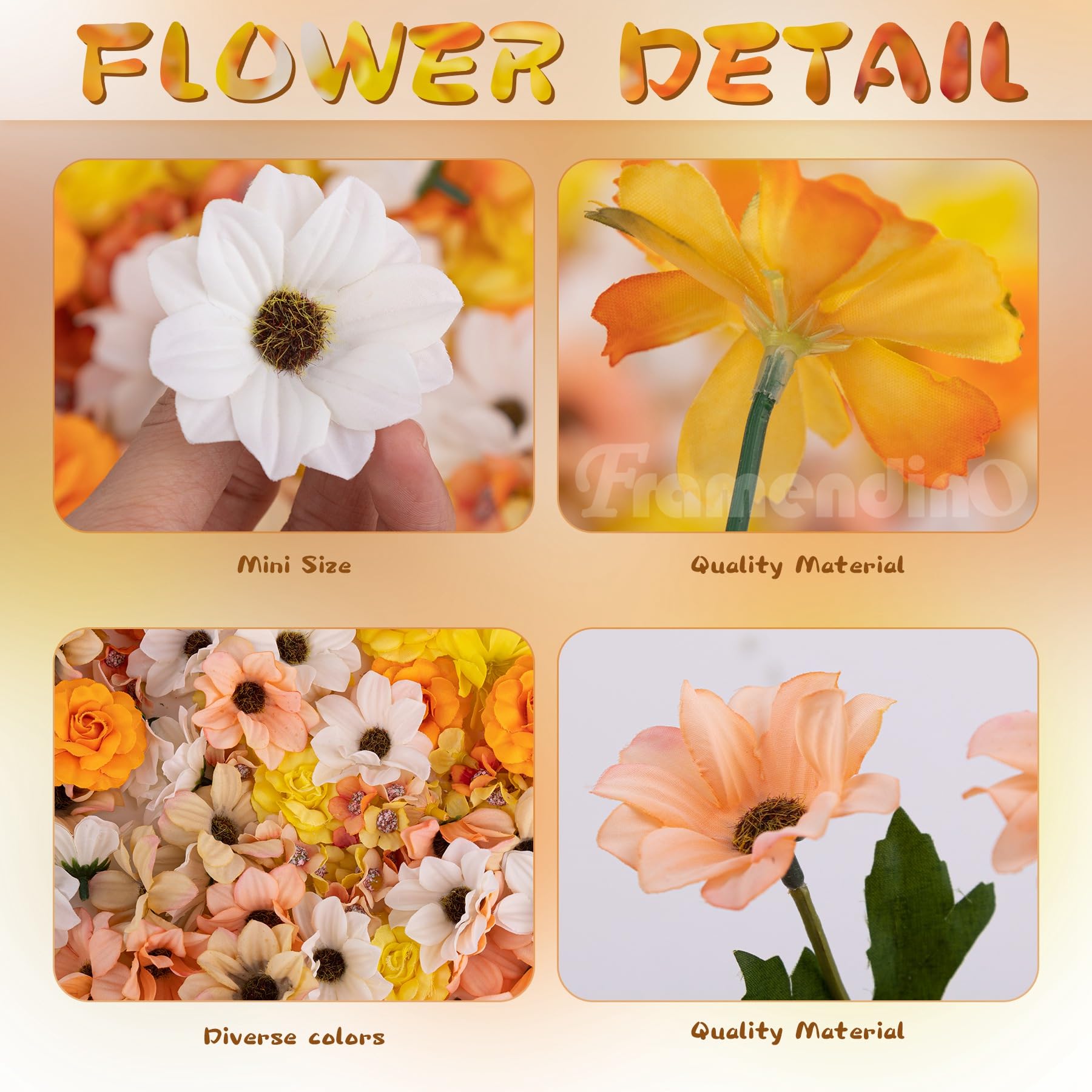 Framendino Künstliche Mini-Gänseblümchen – 100 Stück, Seide, Mehrfarbig, Je 2 Cm, Für DIY & Deko