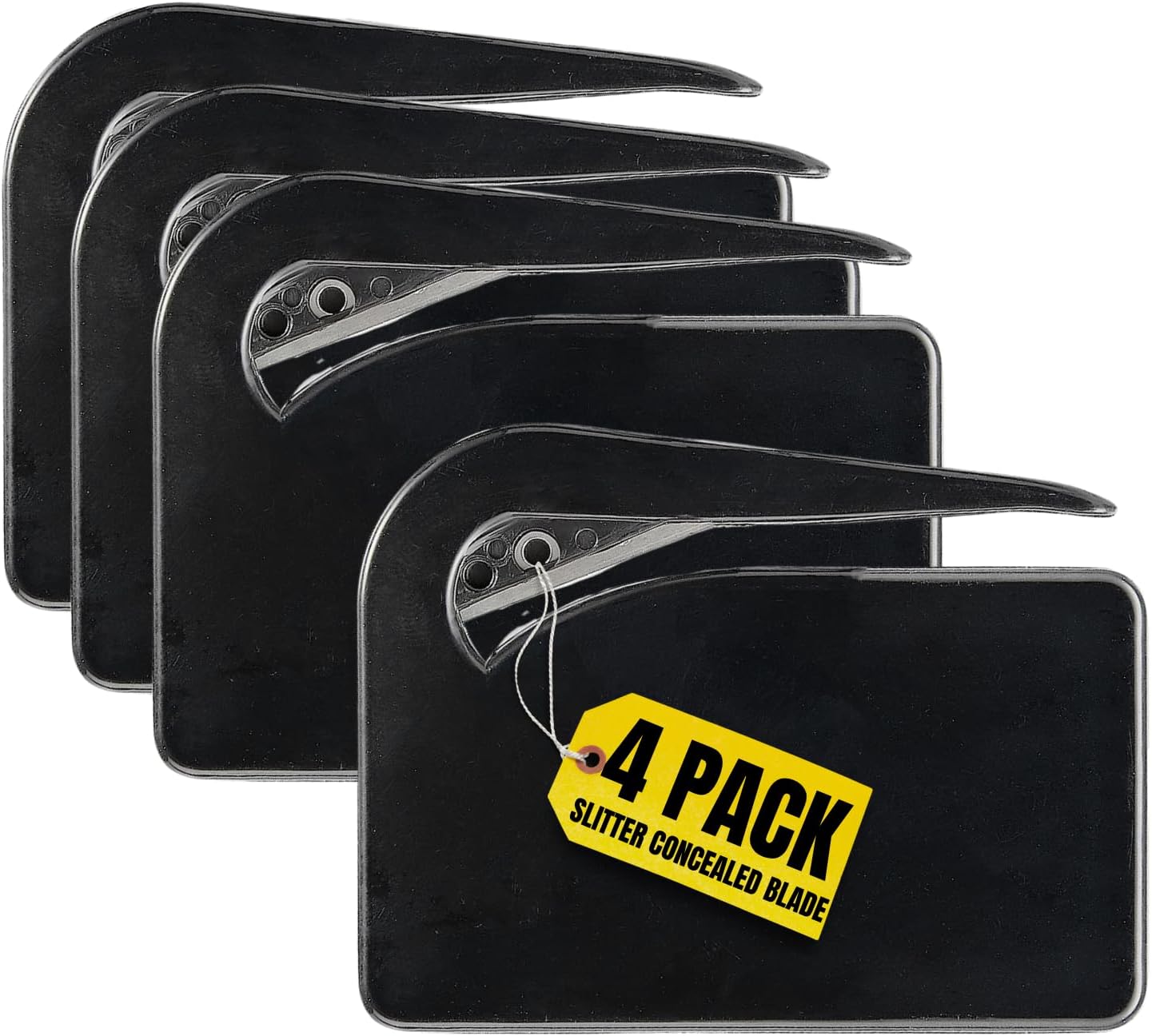 1InTheOffice Letter Opener, Envelope Opener Slitter Concealed Blade, Black 4 Pack