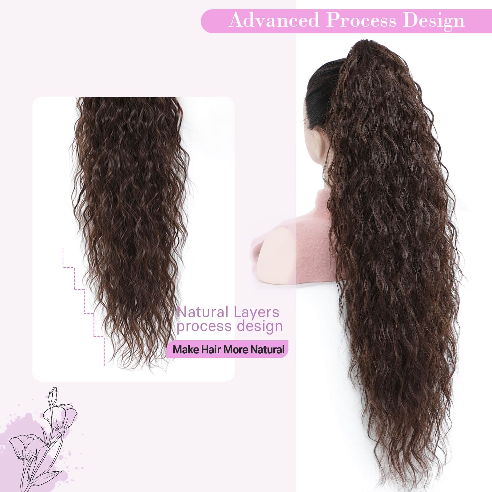 Flyroseing 30inch Ponytail Extension, Synthetic Hair Extensions Ponytail - Image 2