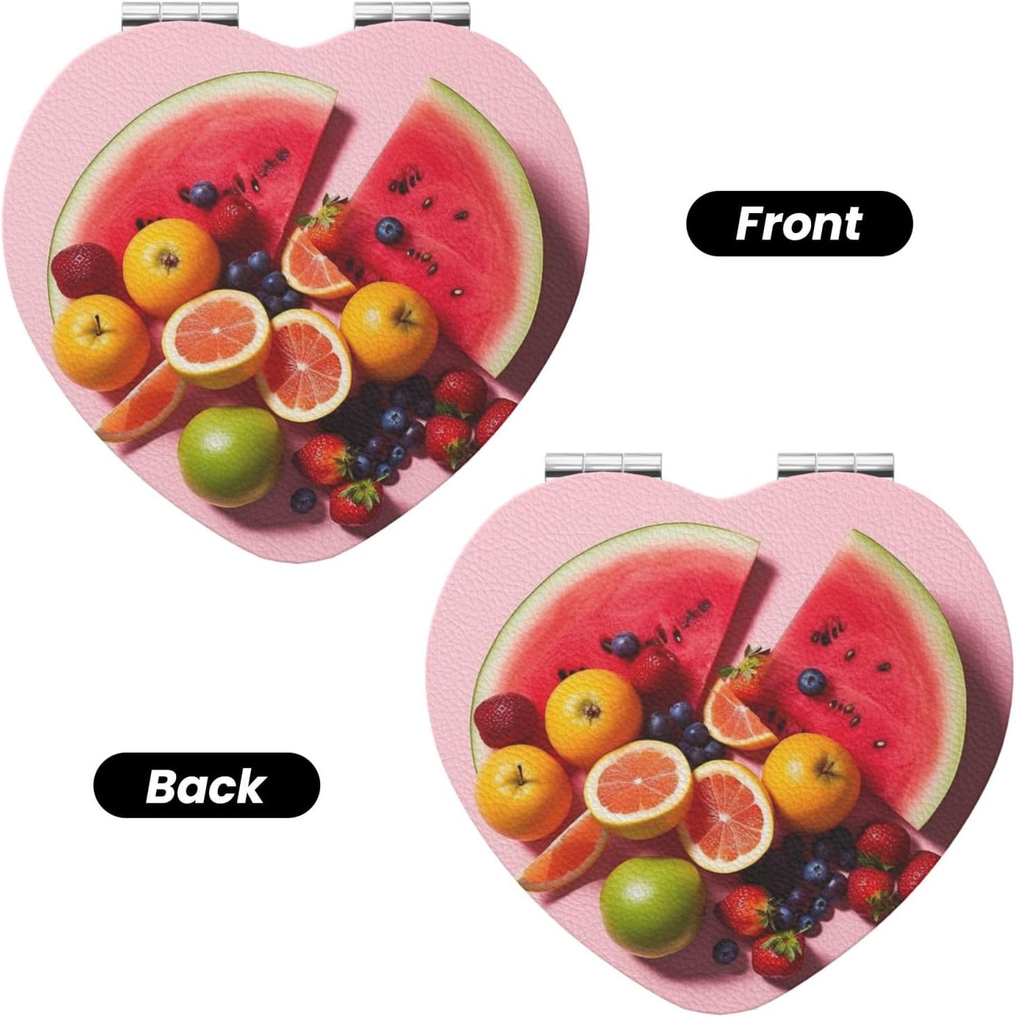 Compact Mirror Fresh Fruits Pocket Travel Makeup Mirrors Double Sided 1x/2x Magnifying Foldable Mini Cosmetic Mirrors Portable Handheld Beauty Mirror for Women Girls Gift image 2