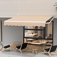 Vista 1 de Giantex Toldo retráctil para patio – Refugio solar de 10 x 8.2 pies con manivela manual fácil, estructura de metal resistente, toldo exterior