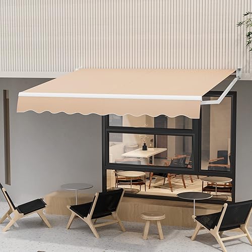 Giantex Toldo retráctil para patio  Refugio solar de 10 x 8.2 pies con manivela manual fácil, estructura de metal resistente, toldo exterior de