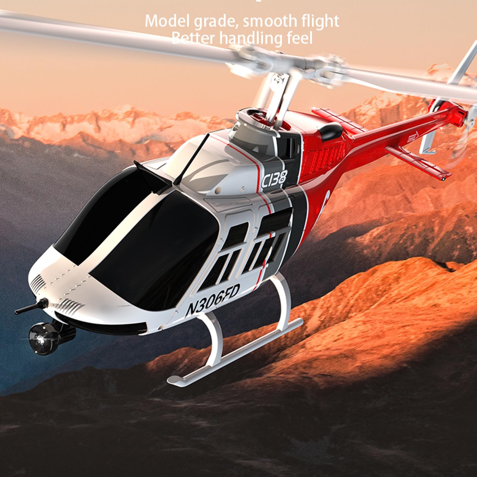 Helicóptero RC Zynflow ERA C138 Bell 206 A Escala 1/30 – 6 Canales Con Giroscopio De 6 Ejes, Retención De Altitud Y Despegue Con Una Tecla, Incluye 2 Baterías