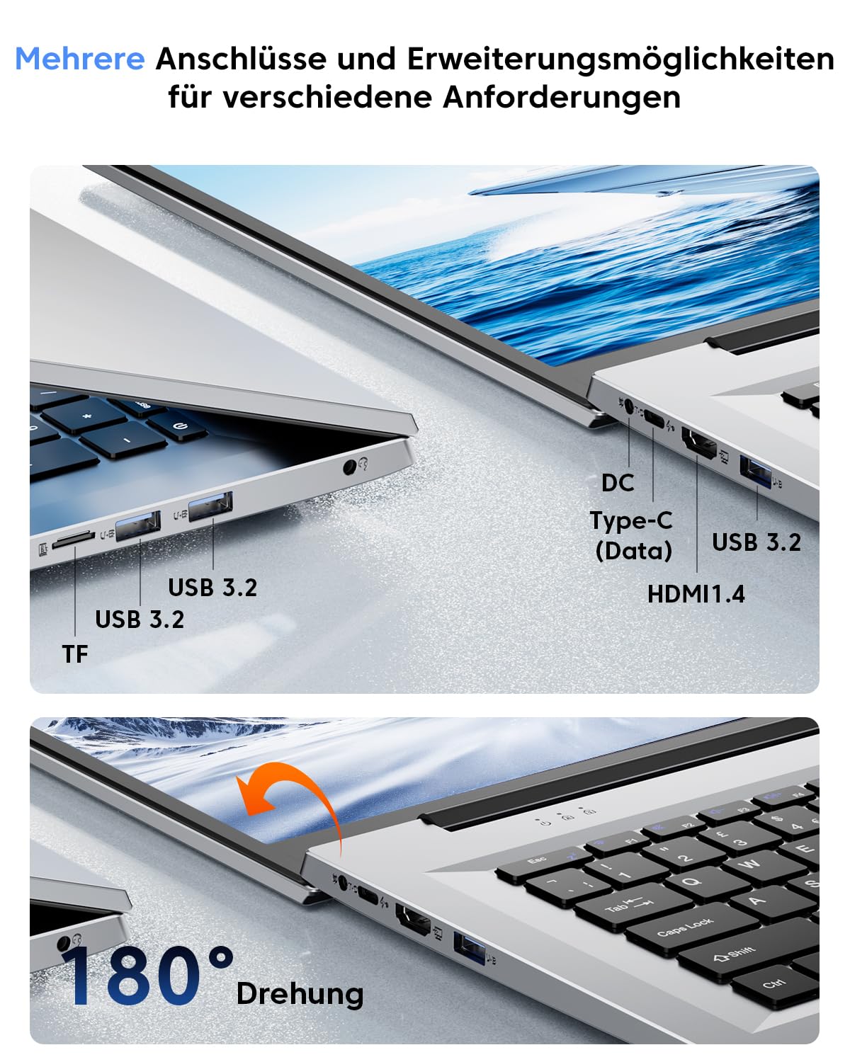 ACEMAGIC 18,5-Zoll-FHD-Laptop, Ryzen 4300U-Prozessor mit bis zu 3,7 GHz, 16 GB RAM, 512 GB M.2-SSD, 18,5-Zoll-Business-Laptops, unterstützt WLAN 5, BT 5.0, 3 × USB 3.2, Zwei Lautsprecher