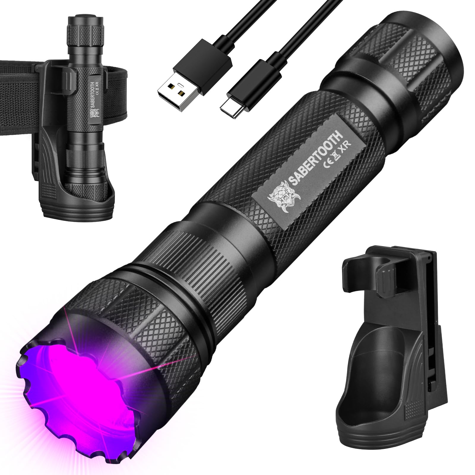 Amazon.com: SABERTOOTH 385-395nm UV Flashlight Rechargeable Black