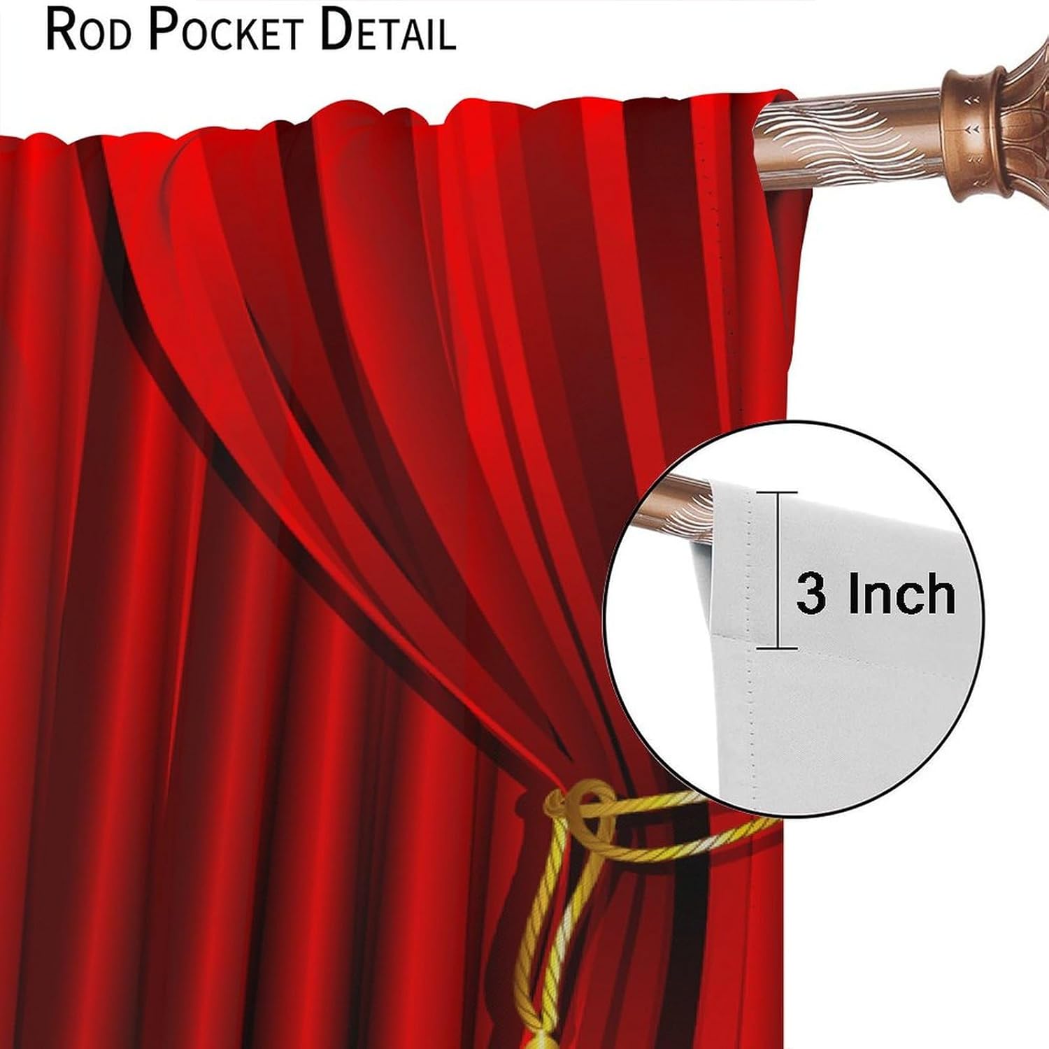 Theater Curtains, Show Stage Concert Play Red Curtain Window Treatments Drapes for Bedroom Living Room 84x84in