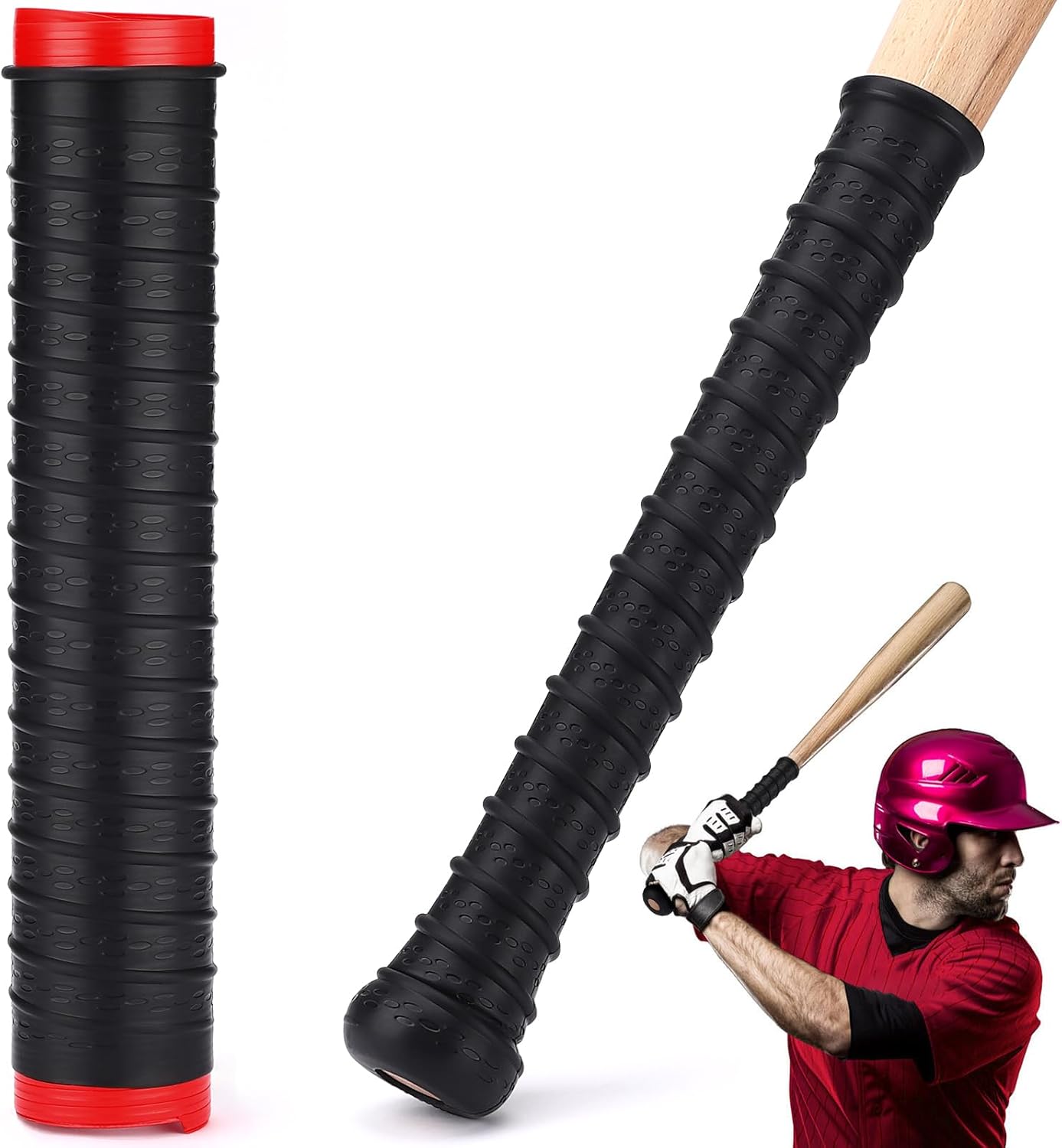 TOBWOLF Upgraded Baseball Bat Grip, Black Waterproof NonSlip Bat Grip Sleeve, Easy
