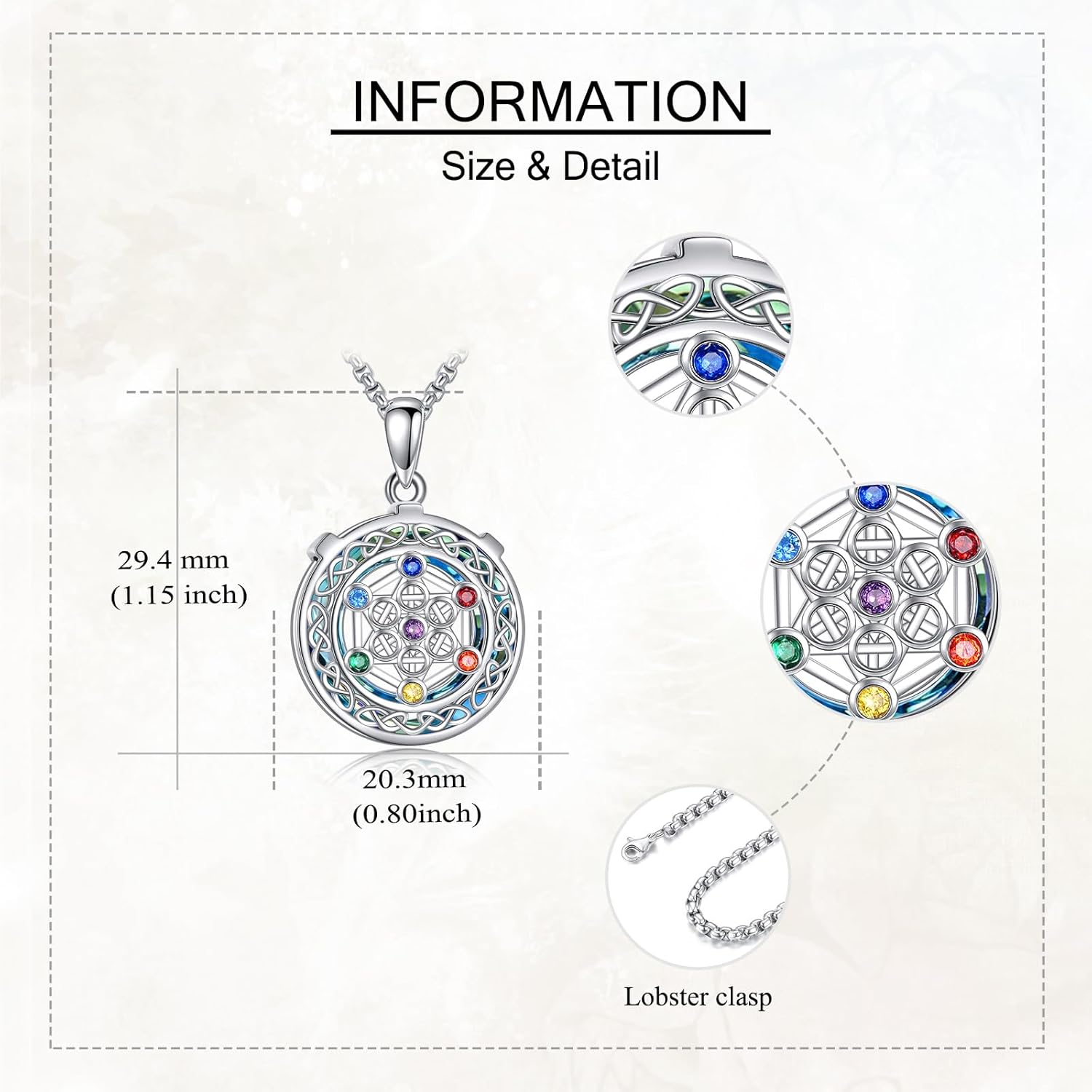 Metatron Cube Necklace Sterling Silver Crystal Chakra Metatron Pendant Necklaces Amulet Sacred Geometric Jewelry Gift for Men Women