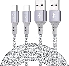 2 Pack 3M PS5 Controller Charger Cable,USB Type C Cable,Fast Charging Data Sync Cord for Sony PlayStation 5/PS5 Dualsense,Extra Long,Premium Nylon Braided,Play and Charge Wire 10FT-White