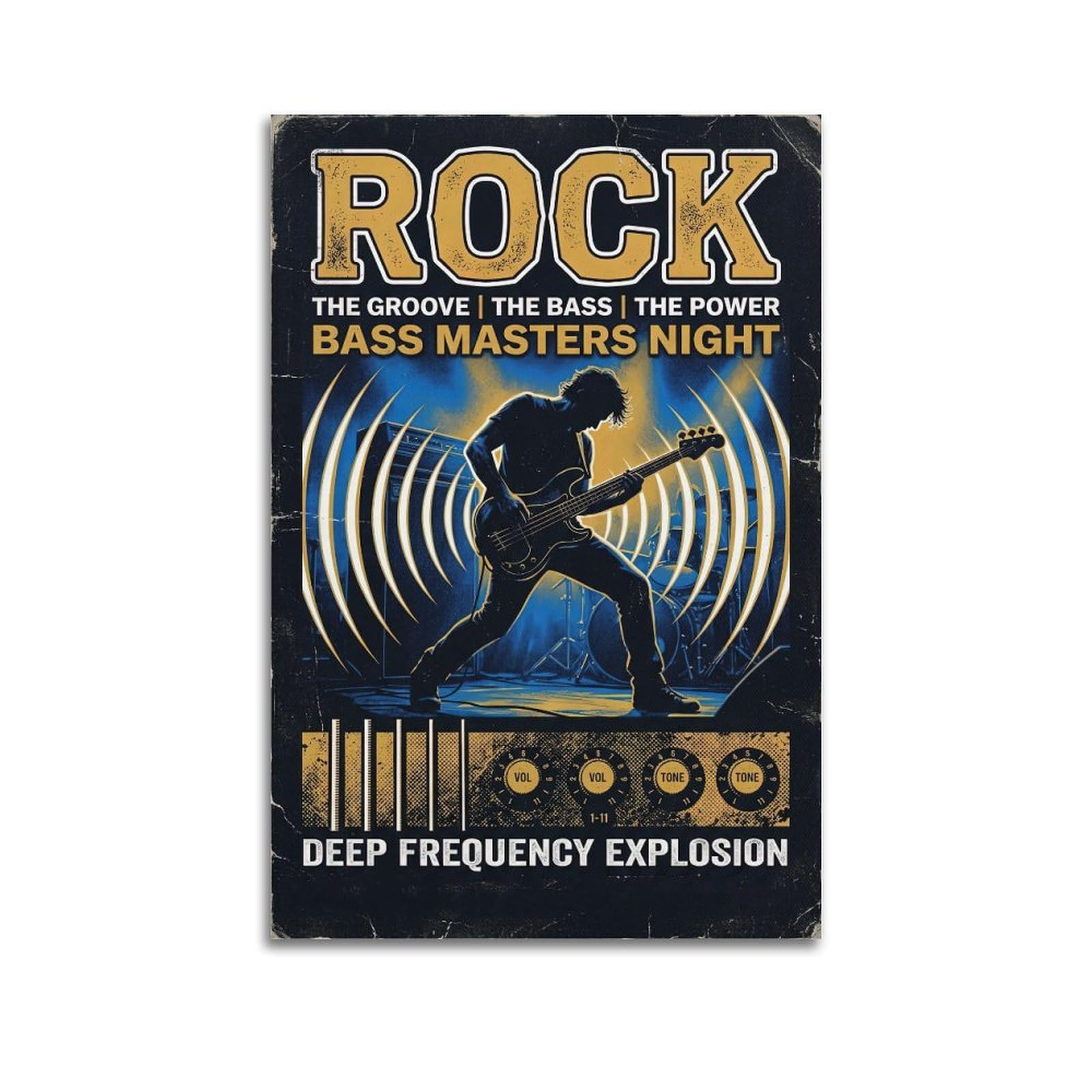 OKNGB Vintage Grunge Gig Style Vintage Bass Guitar Rock Poster Decorative Painting Canvas Art Picture 20x30inch(50x75cm)