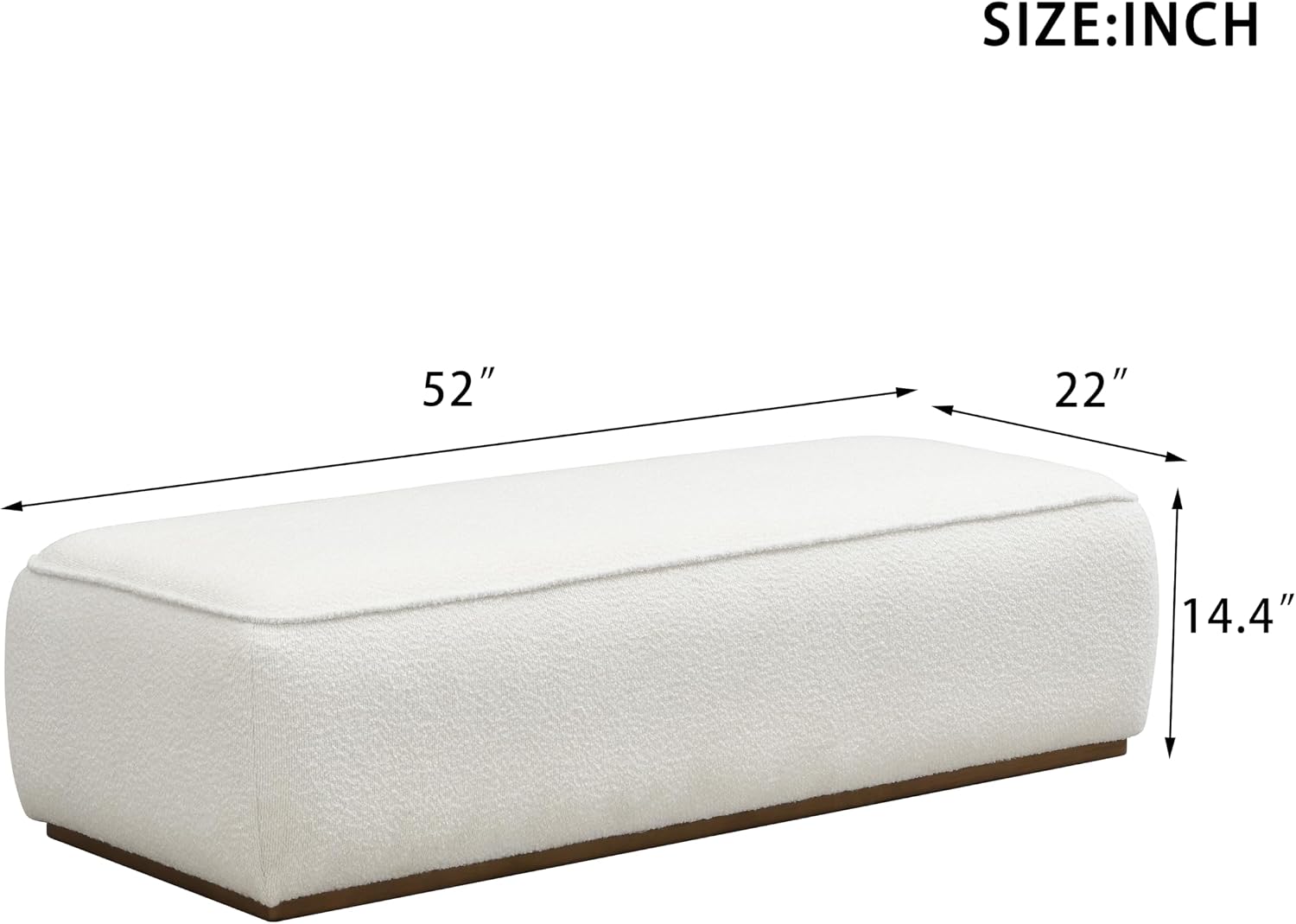 Christopher Knight Home Veres Boucle Upholstered Ottoman Bench, Rectangular Foot Stools Ottoman, Entryway Wood Ottoman Footrest, Bedroom End of Bed Footstool, Living Room Sofa Extra Seat, Milky White