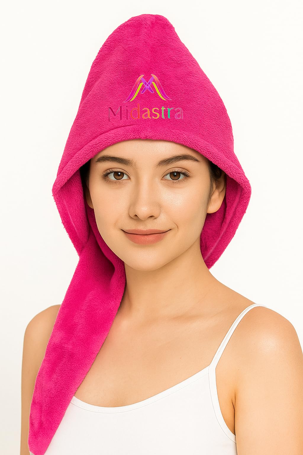 MIDASTRA FASHION Rosered Pink Microfiber Hair Drying Towel 500 GSM – Soft, Absorbent & Lint-Free Hair Wrap Turban for Girls and Women