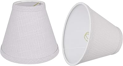Aspen Creative 32125-2 Small Hardback Empire Shape Chandelier Clip-On Lamp Shade Set (2 Pack), Transitional Design in Light Grey, 6