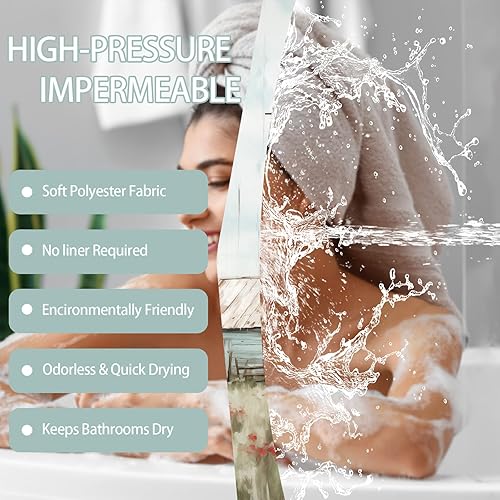 Miniatura 3 de Cortina de ducha con diseño de rosas, para primavera y verano, juego de cortinas de ducha con flores rosas y flores, impermeable, decoración de baño