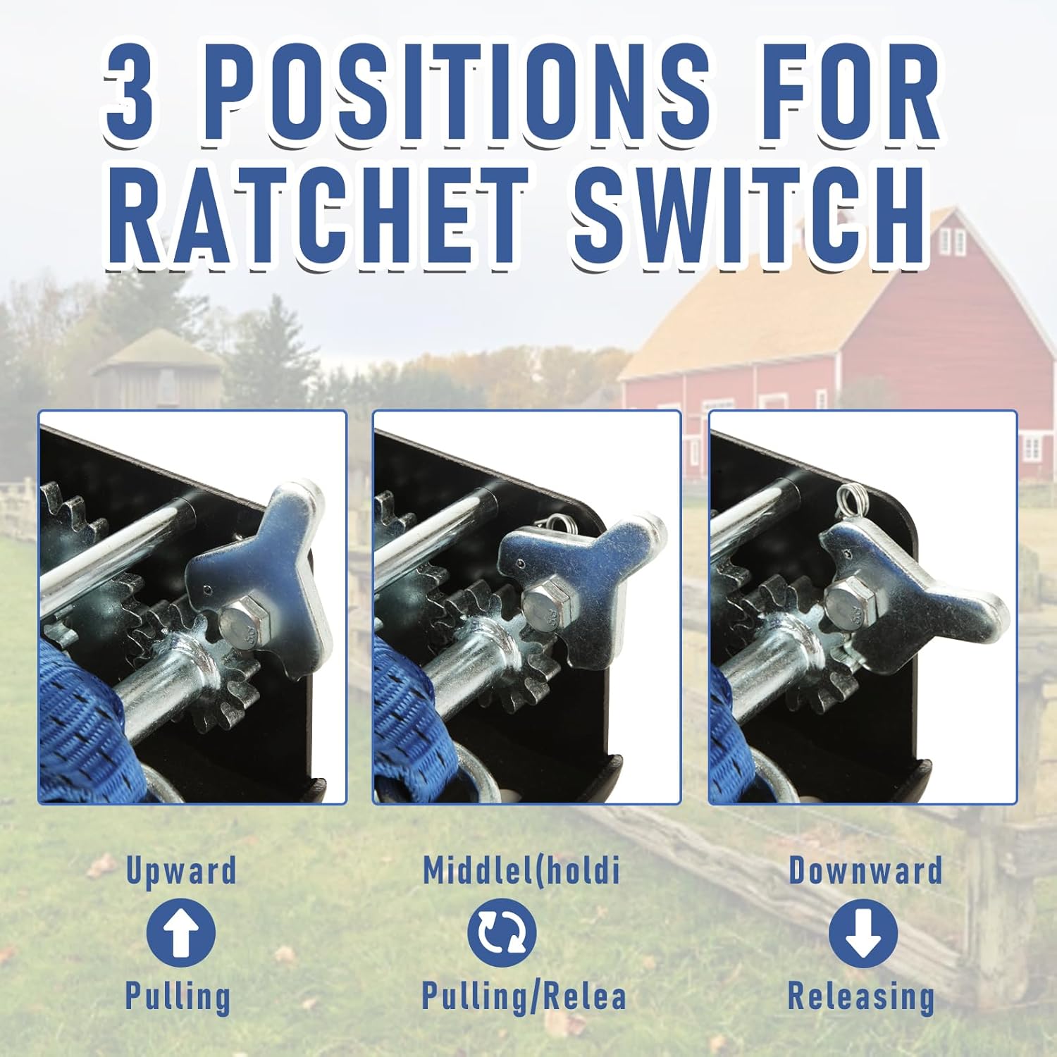 2500lbs Boat Trailer Winch with 32ft Strap - Heavy Duty Dual-Speed Hand Crank Winch (4:1/8:1 Gear), 2-Way Ratchet for Marine Boat, Truck, ATV & Jet Ski Recovery