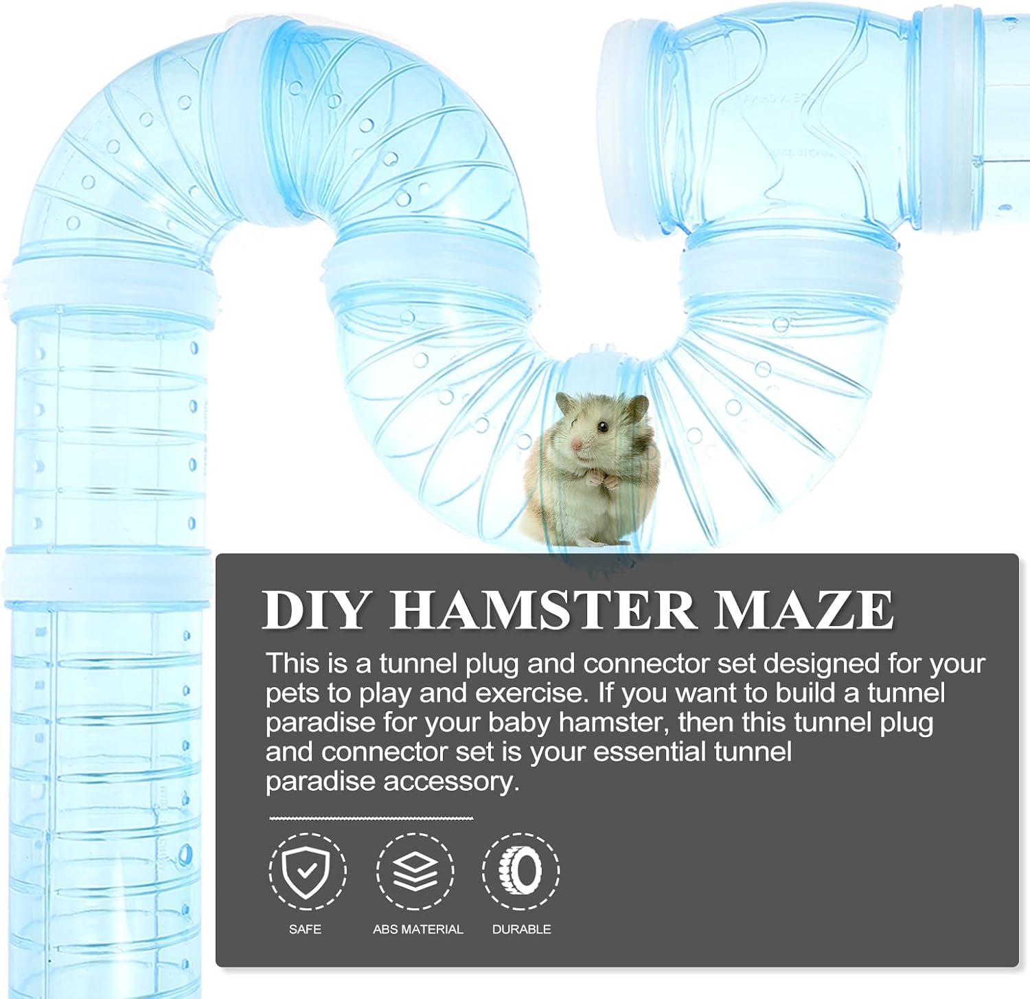 Mipcase DIY Hamster Tunnel Maze Set with External Cage Plugs, Plastic Pet Cage Tubes and Boards for Small Animal Play and Habitat Enrichment