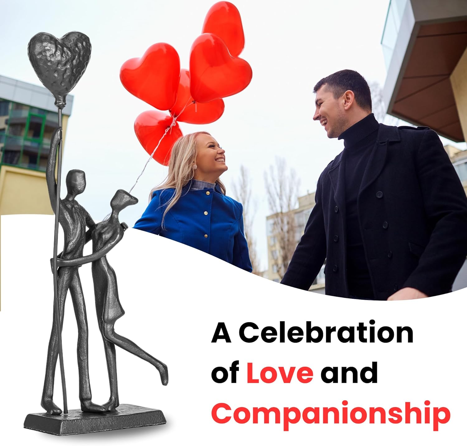 Handcrafted Iron Couple Sculpture - Metal Sculpture Art Modern Home Decor Bronze Love Statues and Sculptures Romantic Figurines Metal Statues for Home Decor