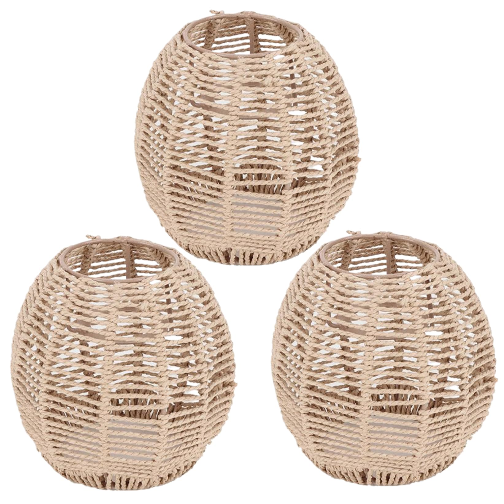 Pantalla de lámpara Boho, 3 uds., pantalla de lámpara de ratán con cuerda de papel, luces colgantes tejidas Vintage para restaurante, hogar