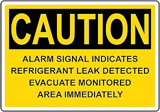 Caution Alarm Signal Refrigerant Leak Tin Sign - 12×8 Inches, Vintage Metal Warning Decor, Home Farm Bar Coffee Shop Club Wall Decor
