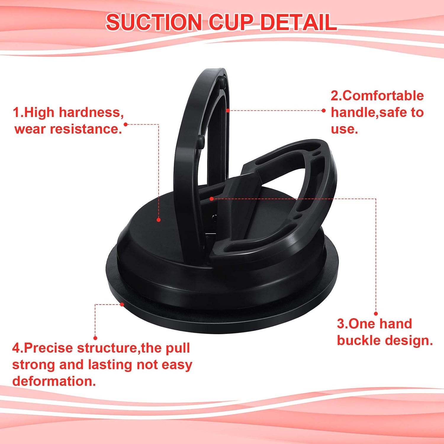2 Pieces Car Dent Puller Dent Removal Kit Car Dent Removal Kit Car Body Repair Dent Removal Tools Dent Suction Cup for Dents Mirror Tiles Glass Lifters 4.7 and 2.3 Inch (Black, Red)