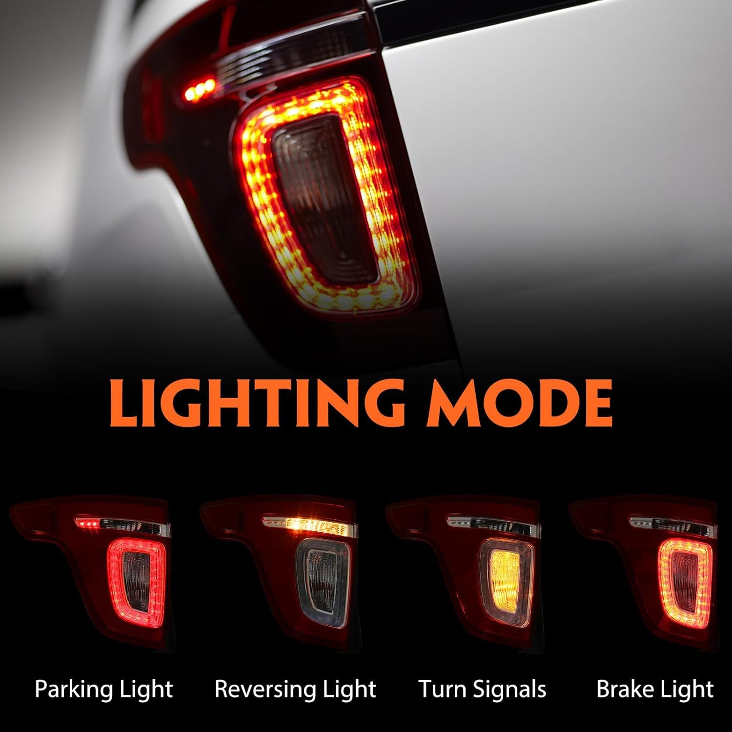 FIONE Tail Light Assembly Compatible with 2011 2012 2013 2014 2015 Ford Explorer Rear Lamp Brake Light Left Driver Side LH